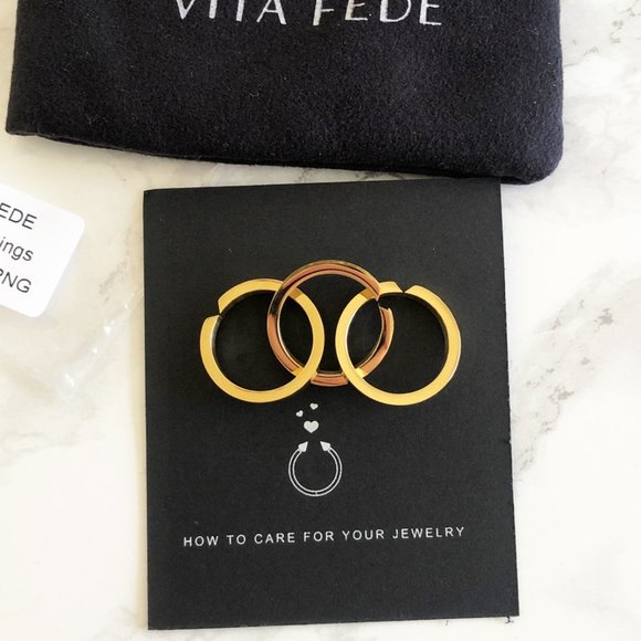 NWT Vita Fede Cassio Swarovski Pave Modular Yellow Gold Interlocking Ring Stack - Picture 7 of 10